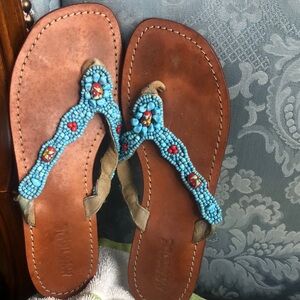 Mystique turquoise beaded sandals